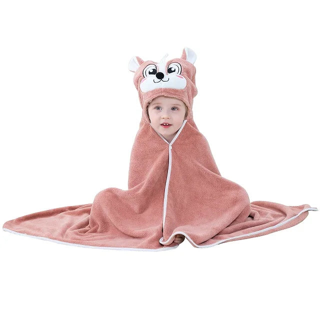 Toddler Hooded Baby Bath Towels—Soft, Warm, and Perfect for Snuggly Moments Toddler Hooded Baby Bath Towels Babbazon H Brown Squirrel  -BABBAZON