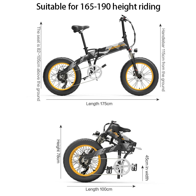 LANKELEISI X2000PLUS Electric Fat Tire Bike - 1000W, 48V 12.8AH