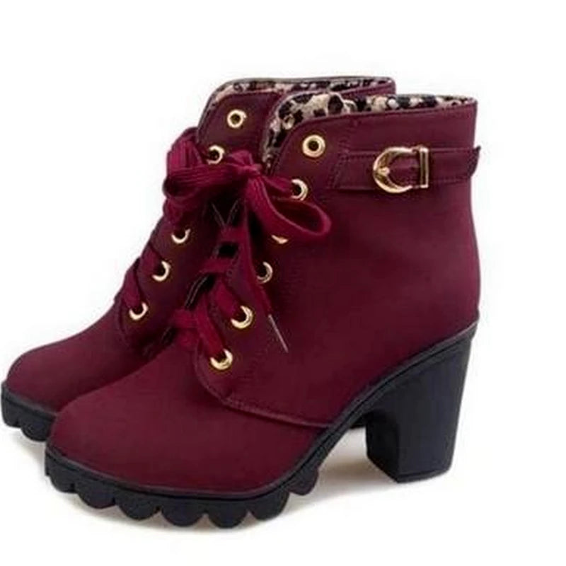 Short High-Heeled Snow Boots 