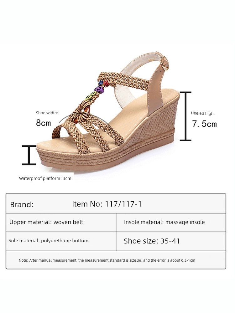 Summer 2024 Boho Woven Wedge Slippers 