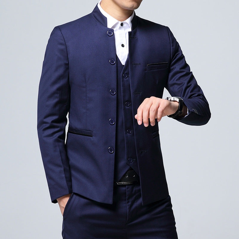 New Zhongshan Suit Men's Wedding Tuxedo Three-piece Suit