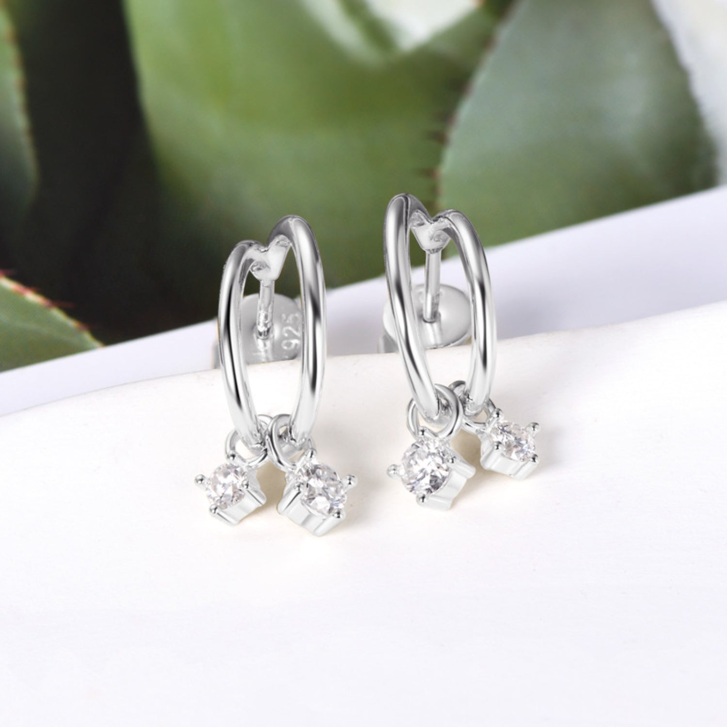 925 Sterling Silver Moissanite C-Hoop Earrings 