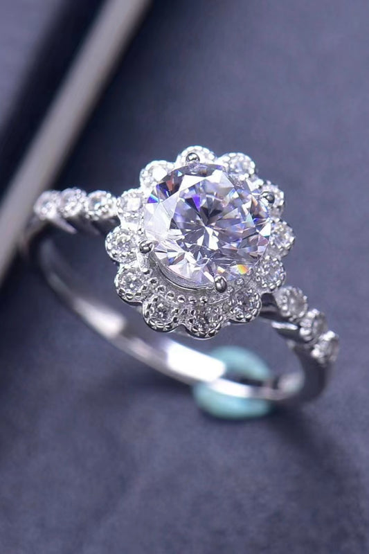 1.5 Carat Moissanite Floral-Shaped Cluster Ring 