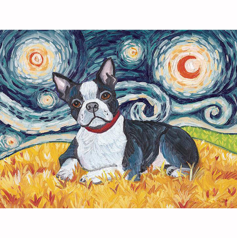 Round Resin Diamond Painting Full Embroidery Cross Stitch Sky Dog Mosaic Friend Gift Do It Yourself