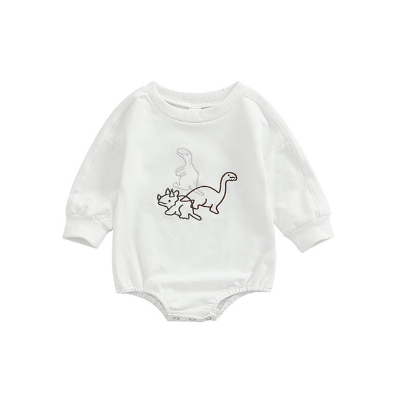 Children's Cartoon Dinosaur Embroidered Romper