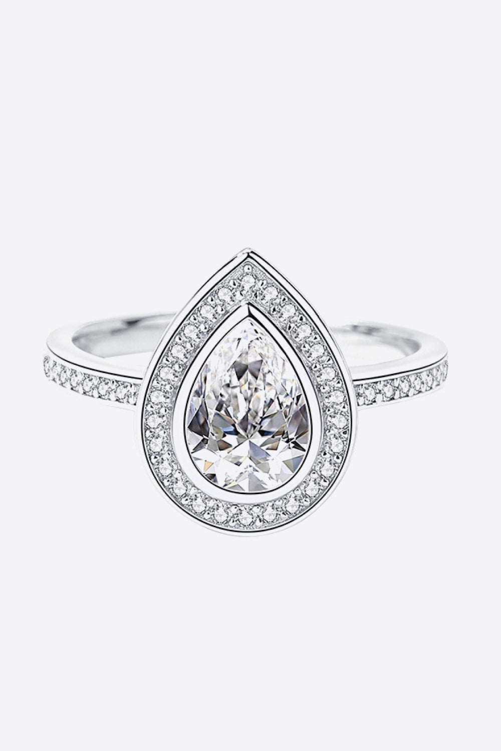 925 Sterling Silver Teardrop Moissanite Ring 