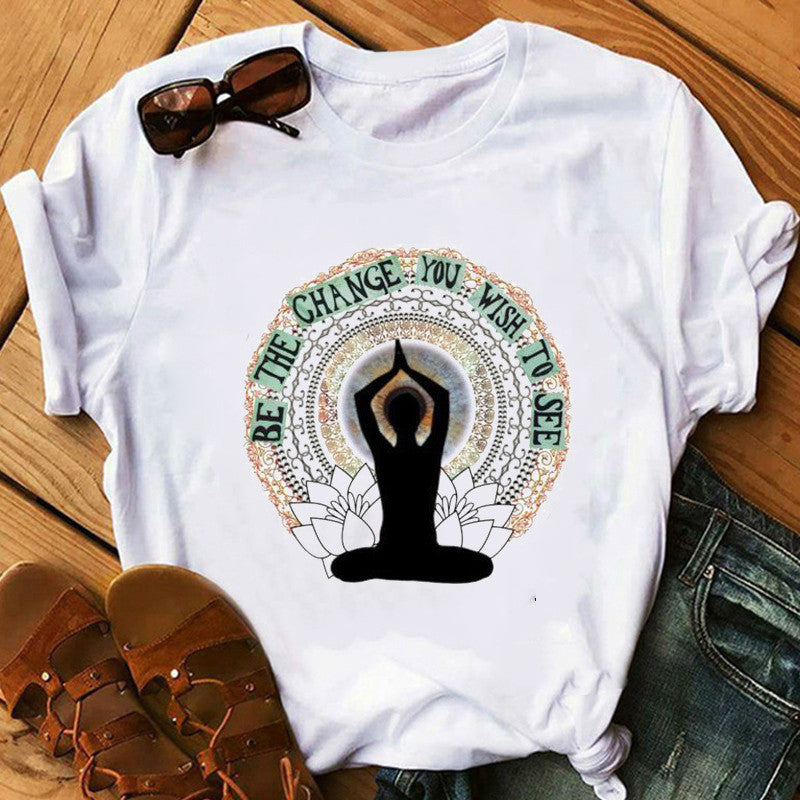 Buddha Wheel Meditation Print Short Sleeve