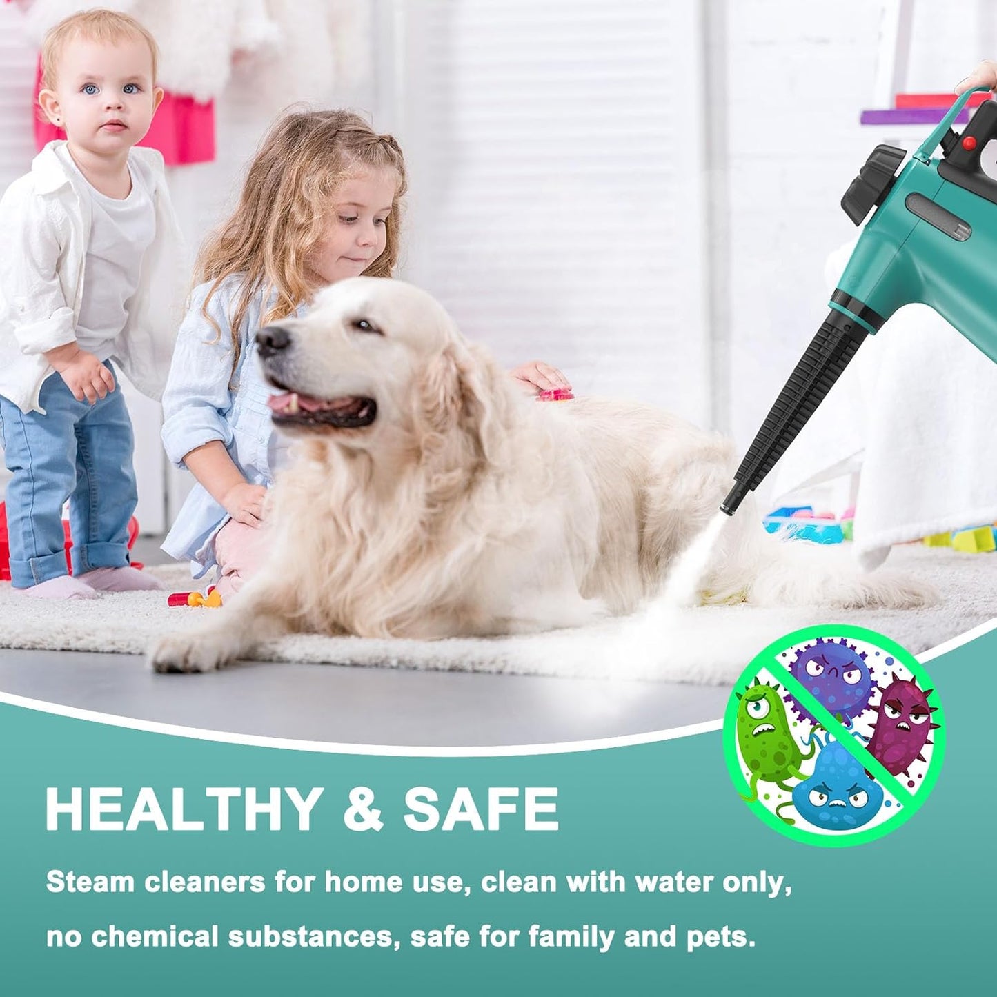 Handheld Steam Cleaner For Home Use, Steamer For Cleaning With Lock Button And 7 Accessory Kit Handheld Pressurized Steamer For Sofa, Bathroom, Car, Floor, Kitchen, Portable Natural Steam Cleaner 