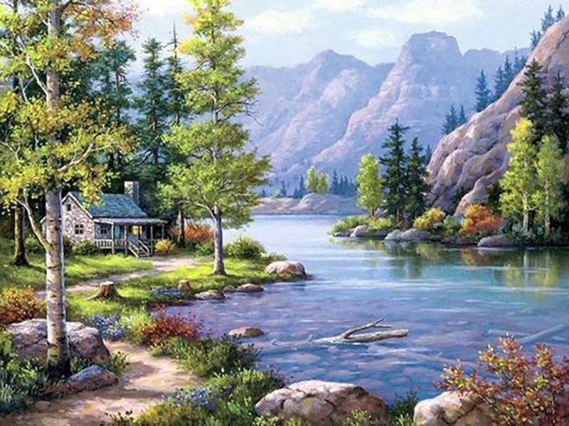 Home Simple Landscape Diamond Painting Cross Stitch