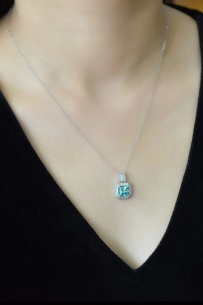 2 Carat Moissanite Square Pendant Necklace 