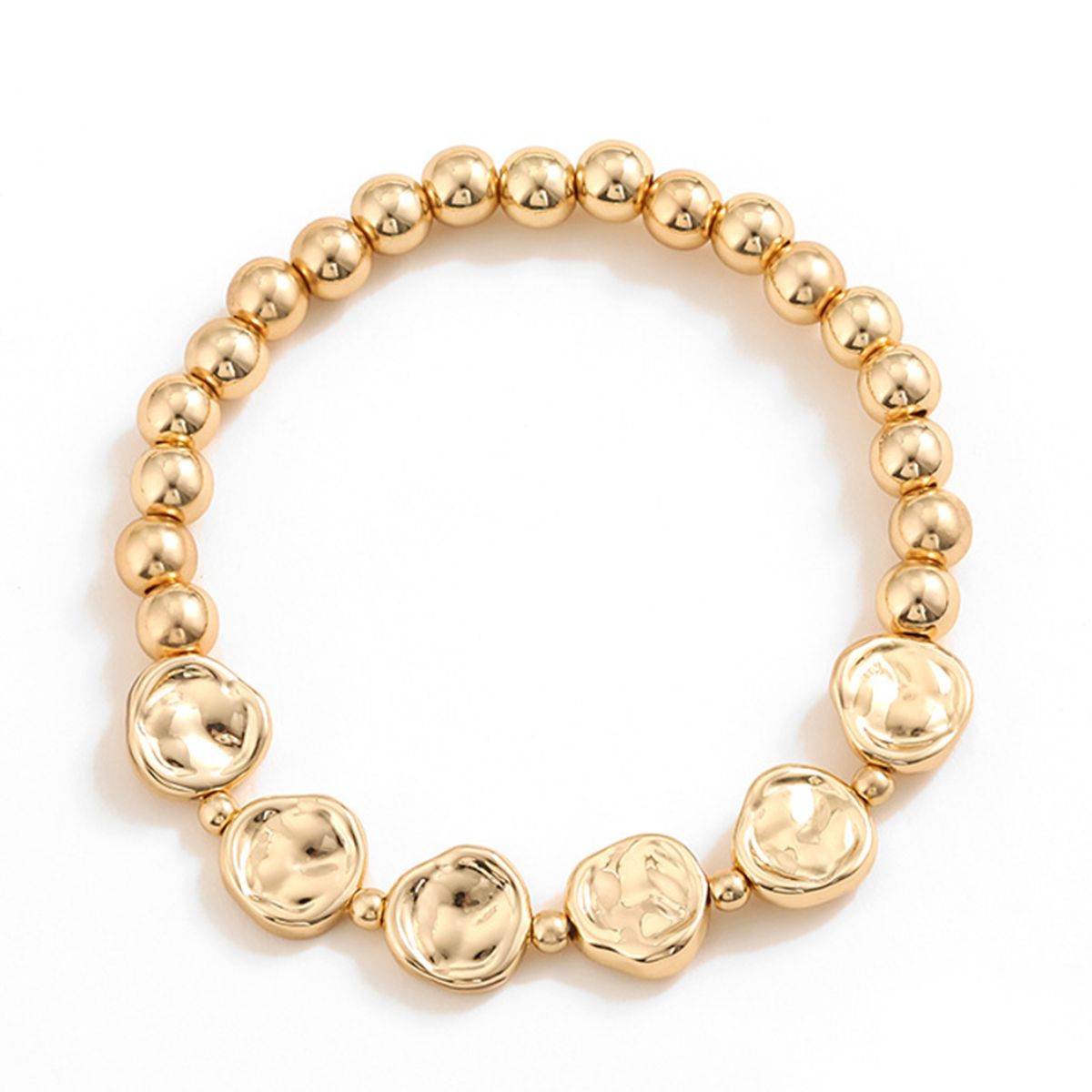 Gold-Plated Alloy Bead Bracelet 