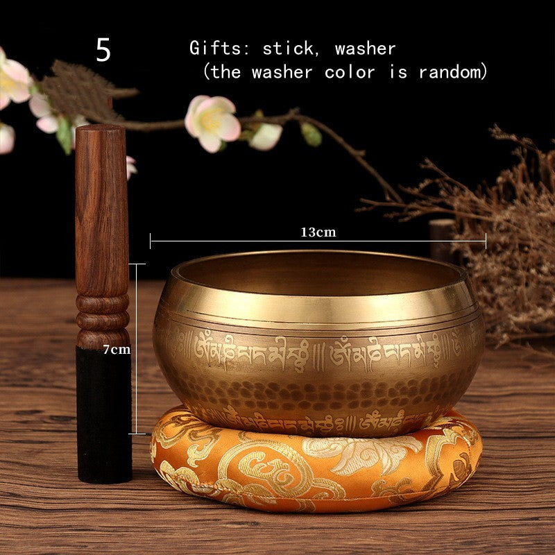 Tibetan Nepal Handmade Singing Bowls Set Buddha Mantra Design