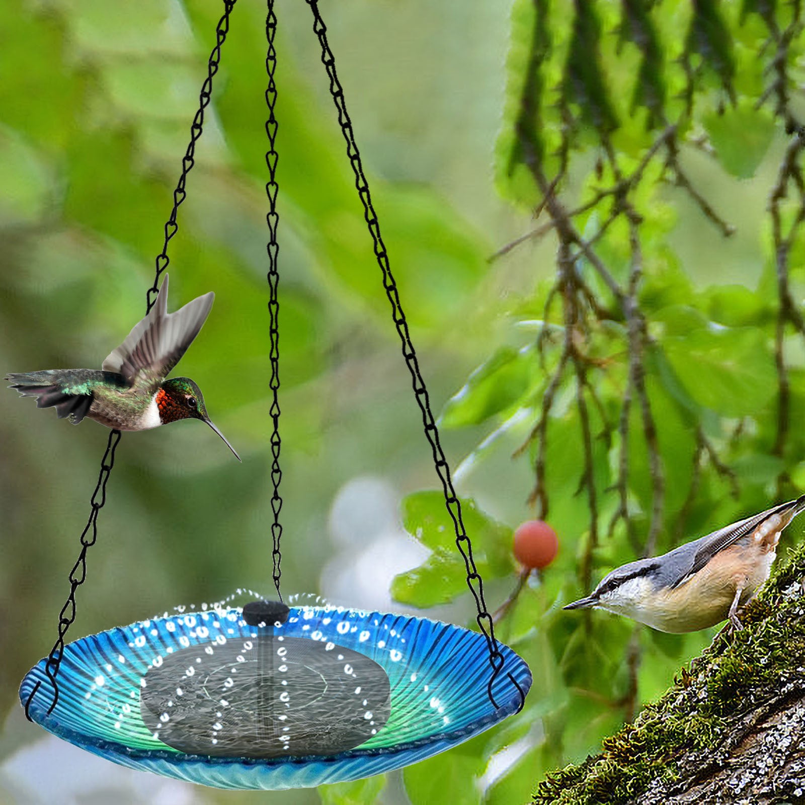 Outdoor Garden Fountain Hanging Bird Feeder 