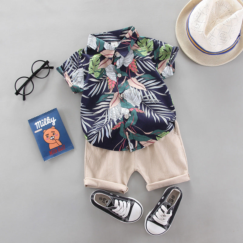 Short Sleeve Shorts Suit Beach Cartoon Full Print