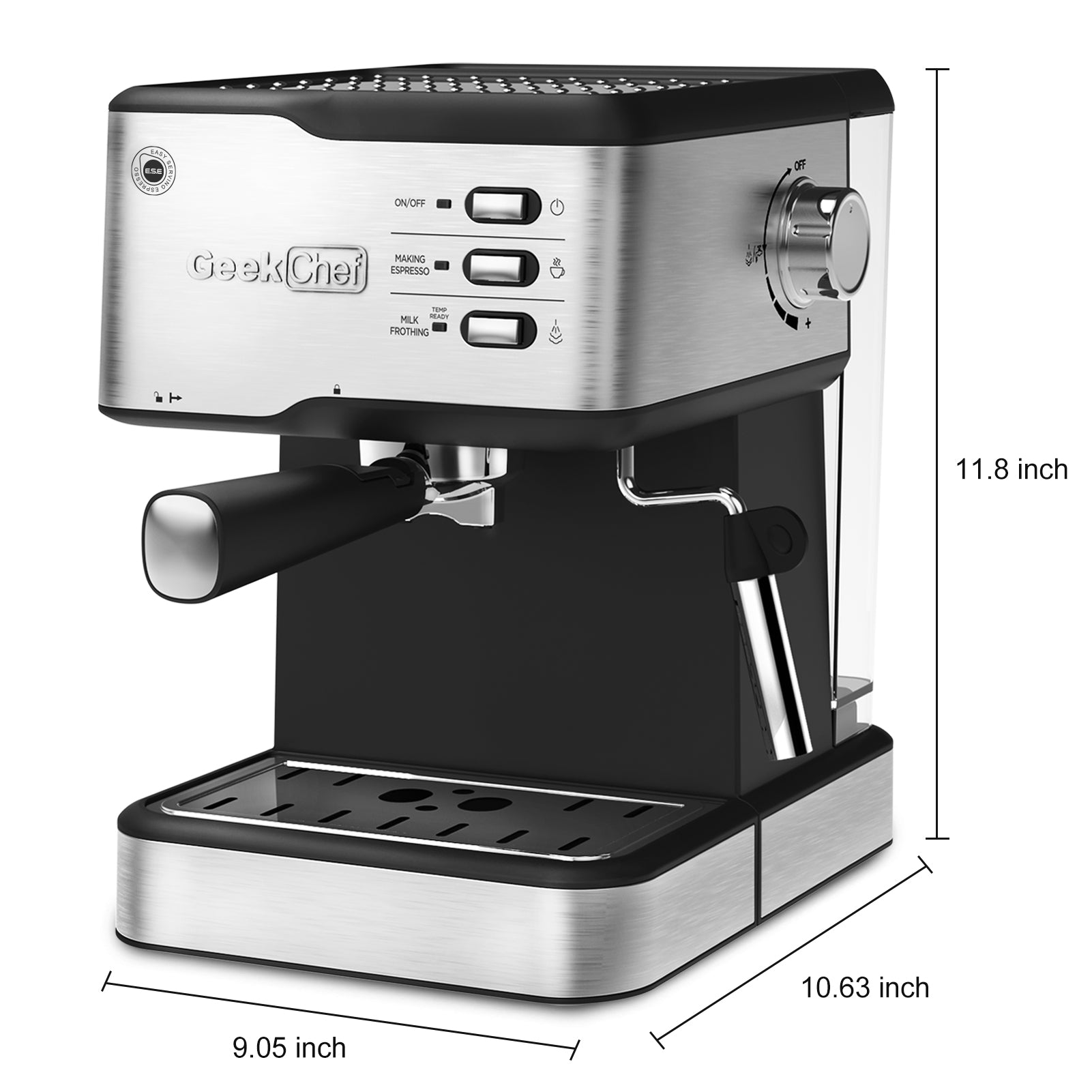 Geek Chef Espresso Machine, Espresso&Cappuccino Latte Maker 20 Bar Coffee Machine Compatible With ESE POD Capsules Filter&Milk Frother Steam Wand, 950W, 1.5L Water Tank,Ban On Amazon