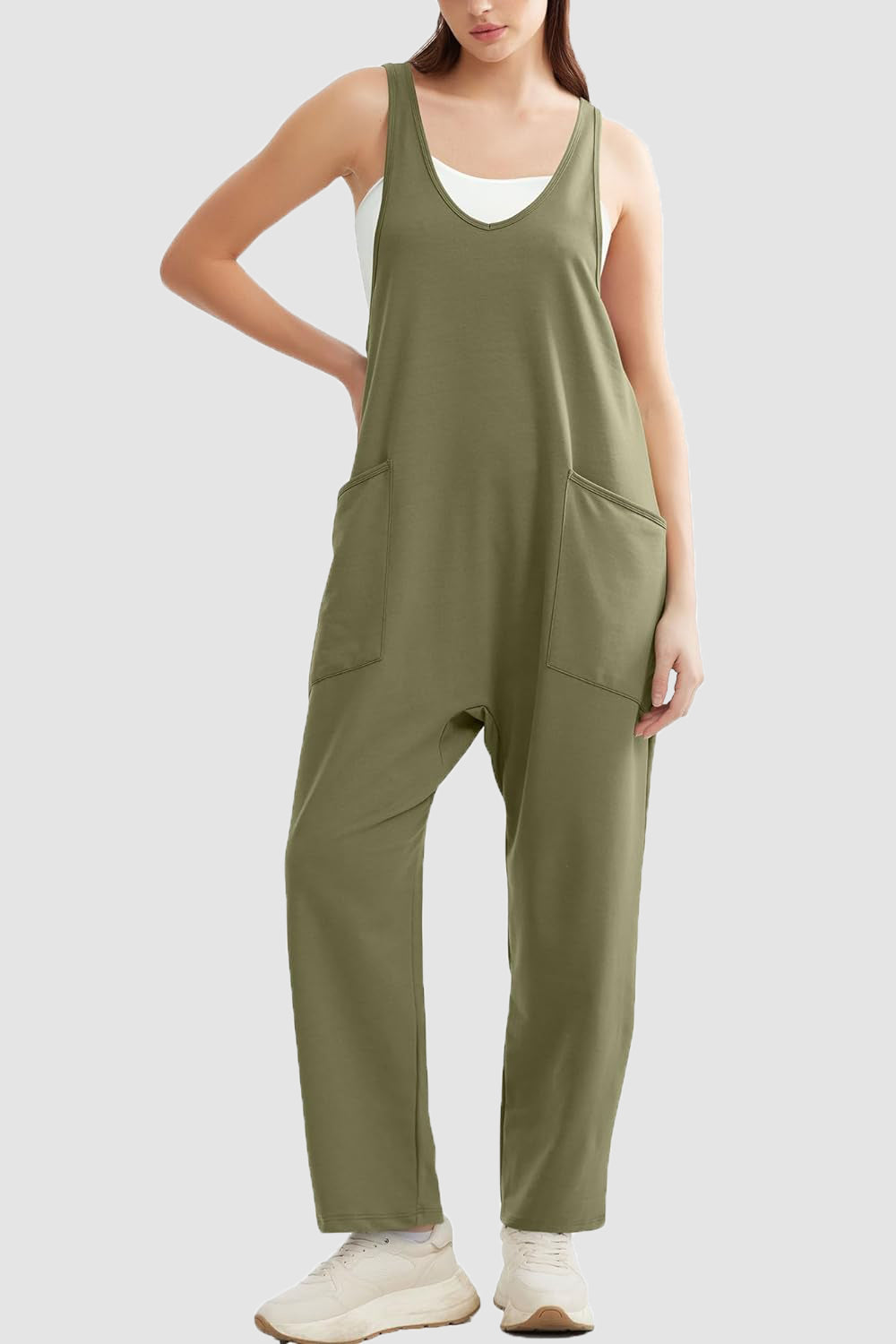 Wide Strap Jumpsuit with Pockets - Babbazon new