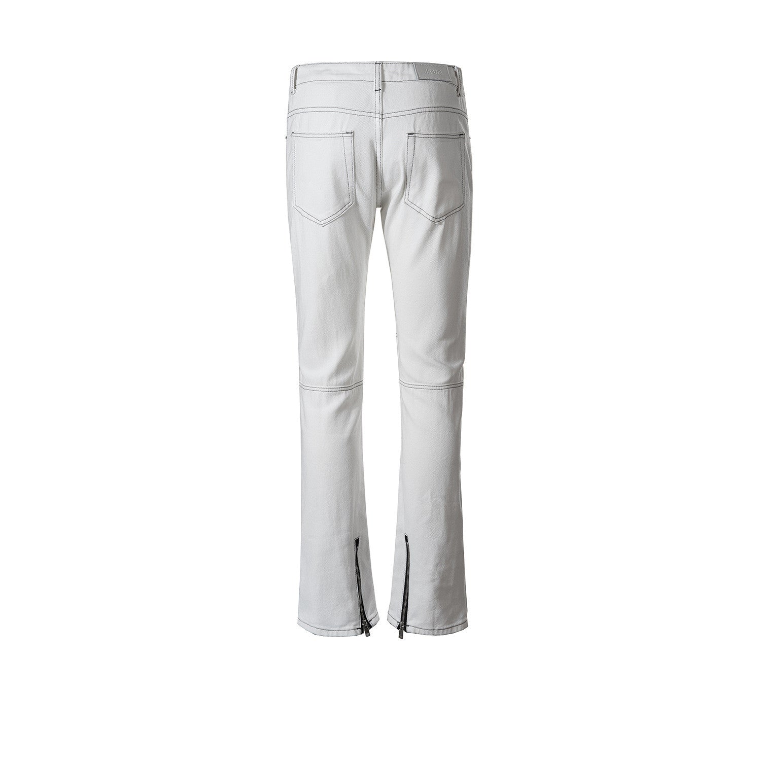 Footed Topstitched Trousers Men's And Women's White Jeans