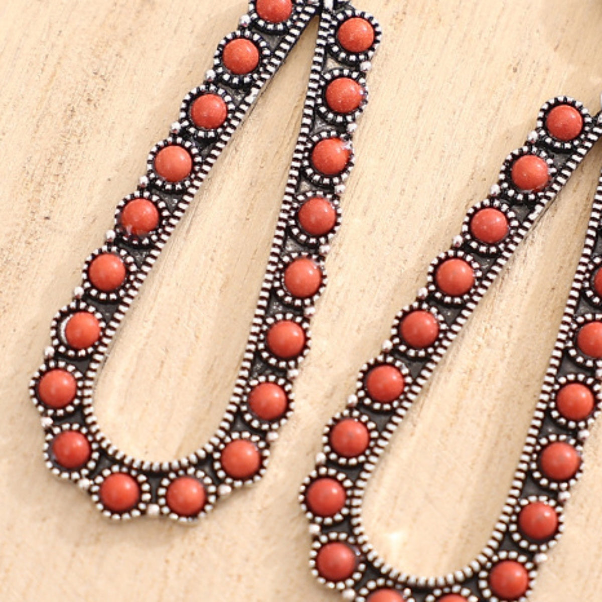 Alloy Beaded Teardrop Earrings 