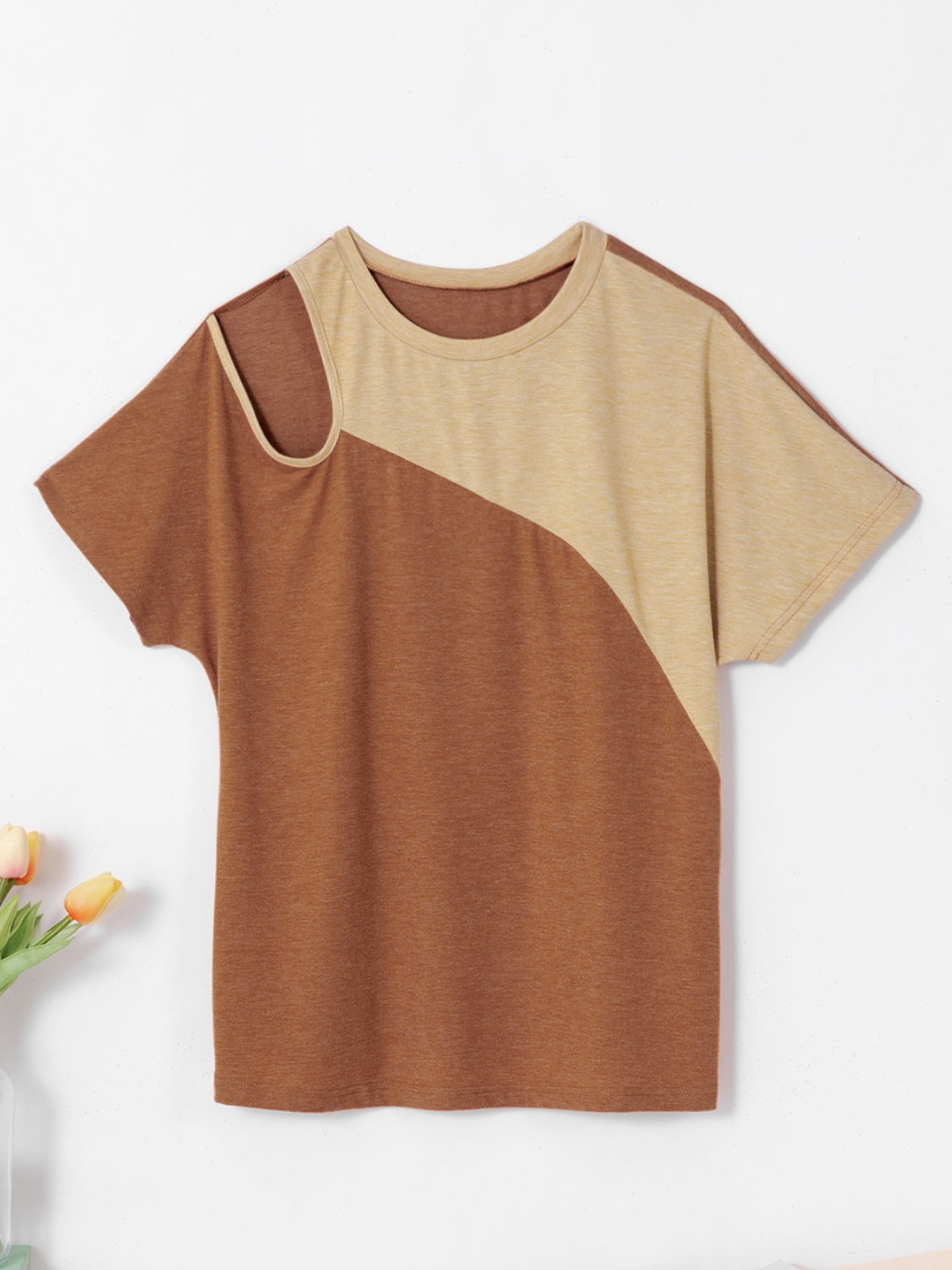 Contrast Round Neck Short Sleeve T-Shirt 