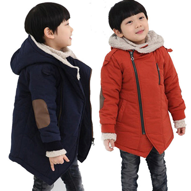 Children's Cotton-padded Jacket Plus Velvet Mid-length Cotton Jacket