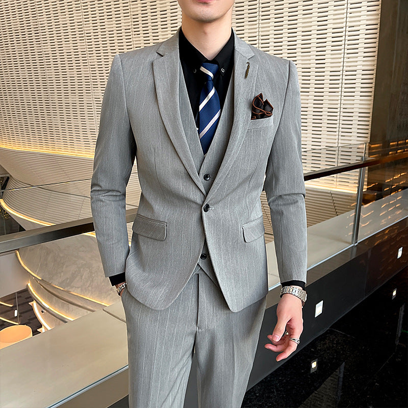 Striped Suit Men's Three-piece Suit 