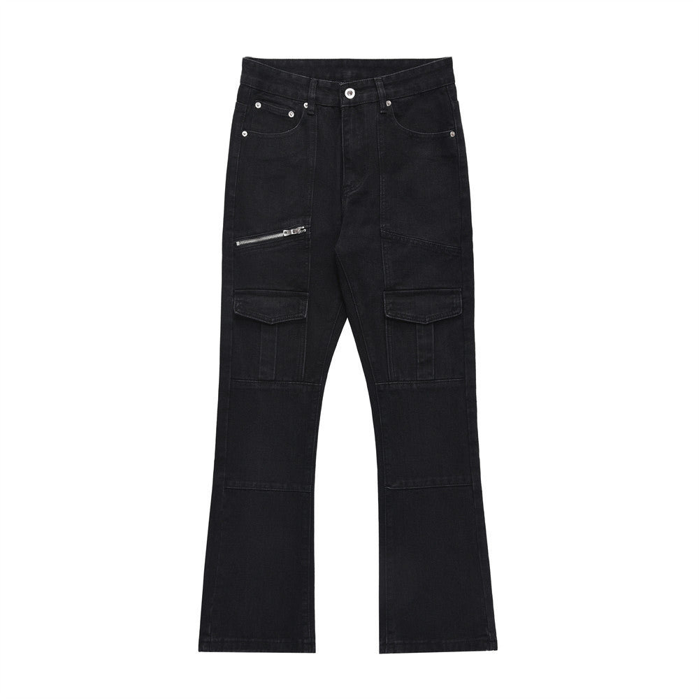 American Street Fashion Slightly Flared Denim Trousers