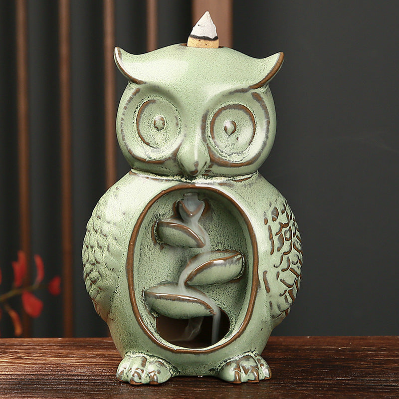 Backflow Incense Burner Owl Creative Ceramic Home Furnishing