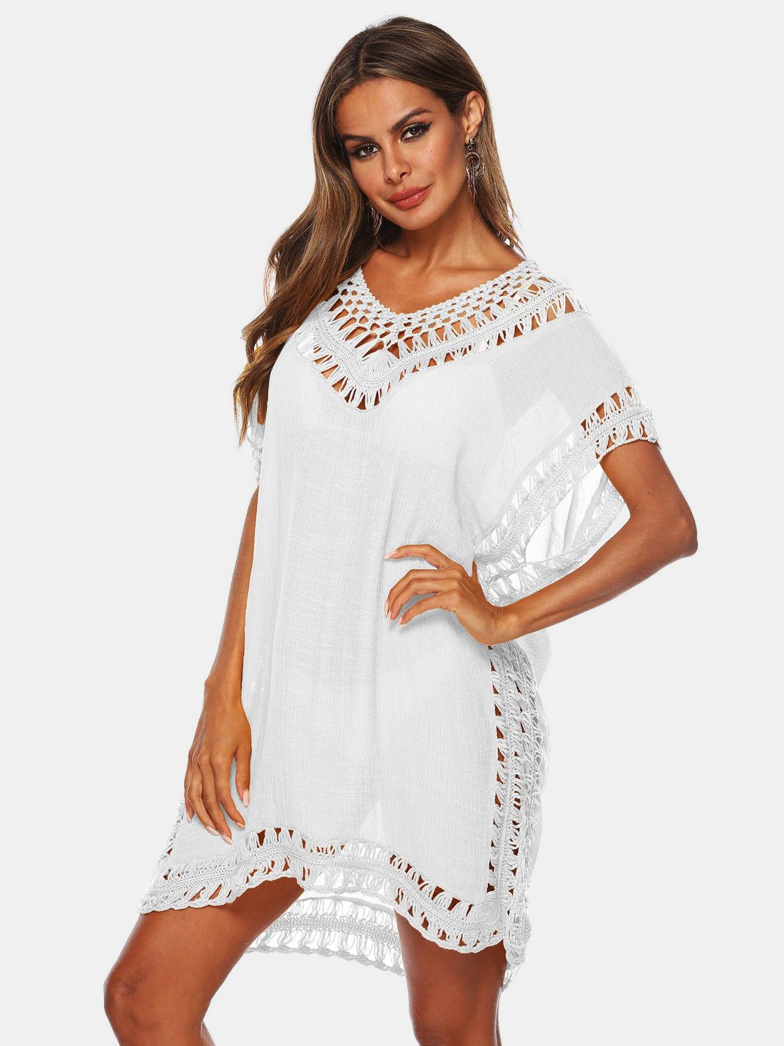 Cutout V-Neck Short Sleeve Cover-Up 