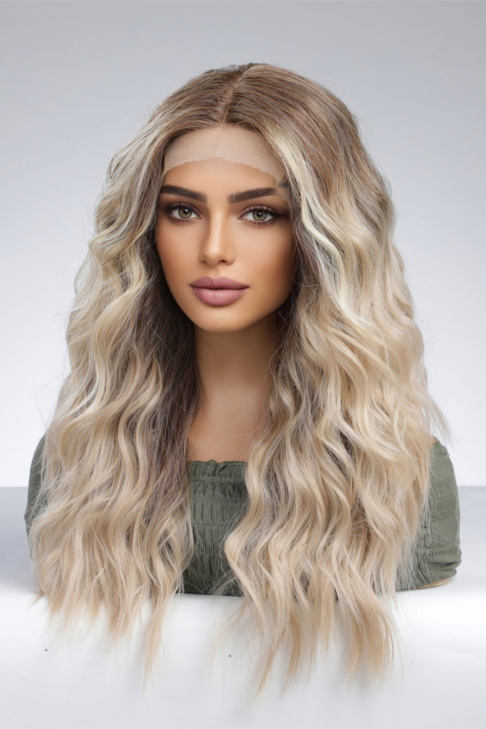 13*2" Lace Front Wigs Synthetic Long Wave 24'' 150% Density 