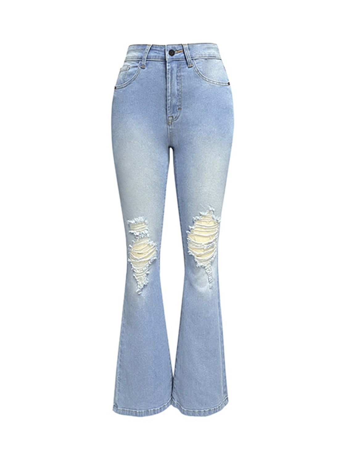 Distressed Bootcut Jeans with Pockets 