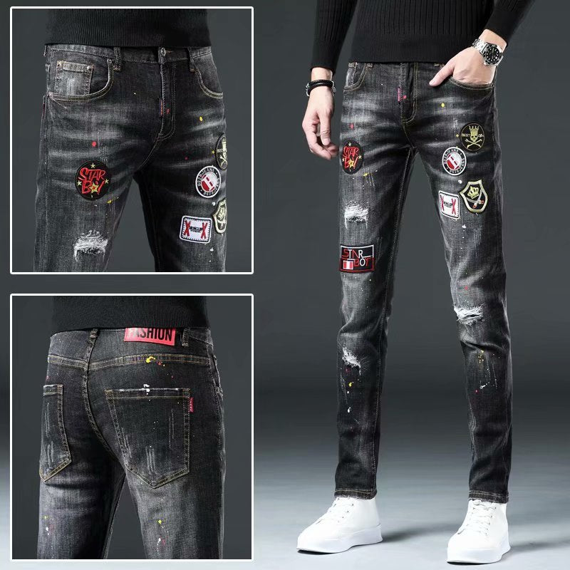 Men's Casual Easy-Matched Eagle Embroidered Jeans