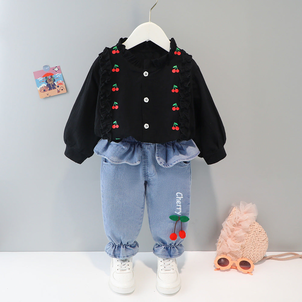 Middle And Small Children's Korean Style Spring Children's Skirt And Trousers Suit