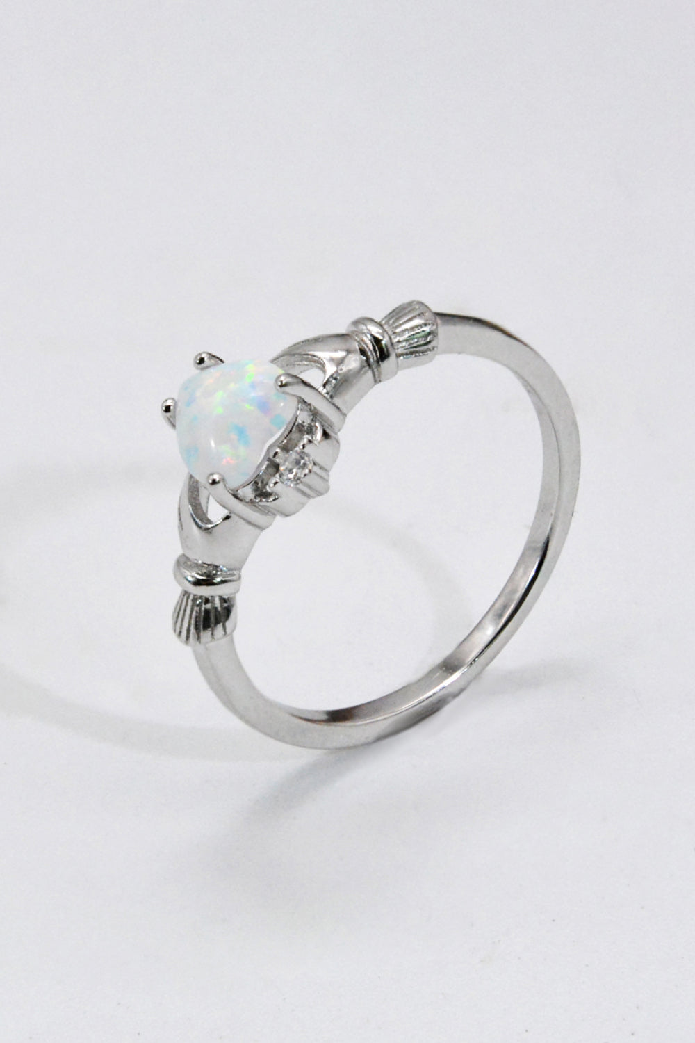 925 Sterling Silver Heart Opal Ring 