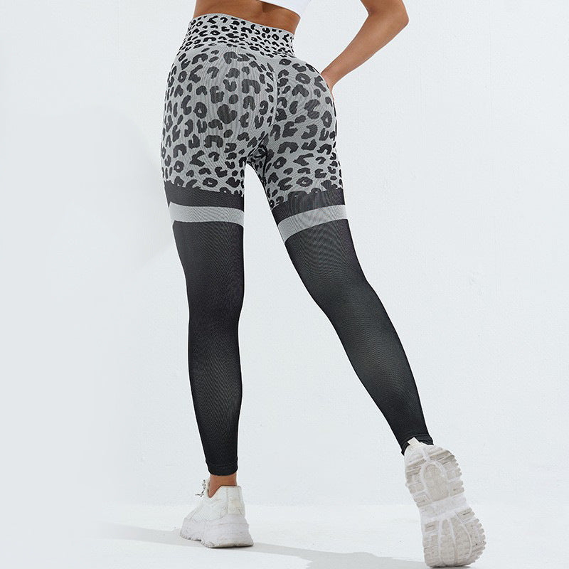 Leopard Print Fitness Pants For Women High Waist Butt Lifting Seamless Leggings Elastic Running Sport Training Yoga Pants Gym Outfits Clothing 