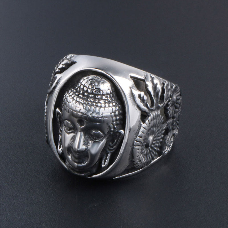 Buddha Face Retro Titanium Steel Casting Ring Ring Fashion Accessories Men's Jewelry