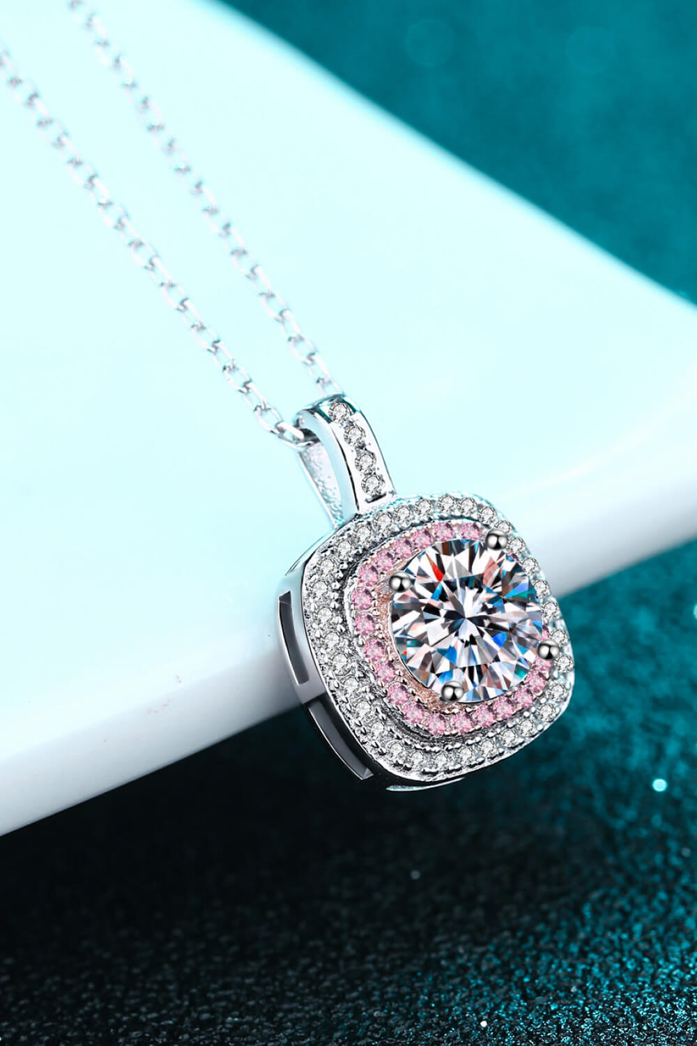 Adored Moissanite Geometric Pendant Necklace 