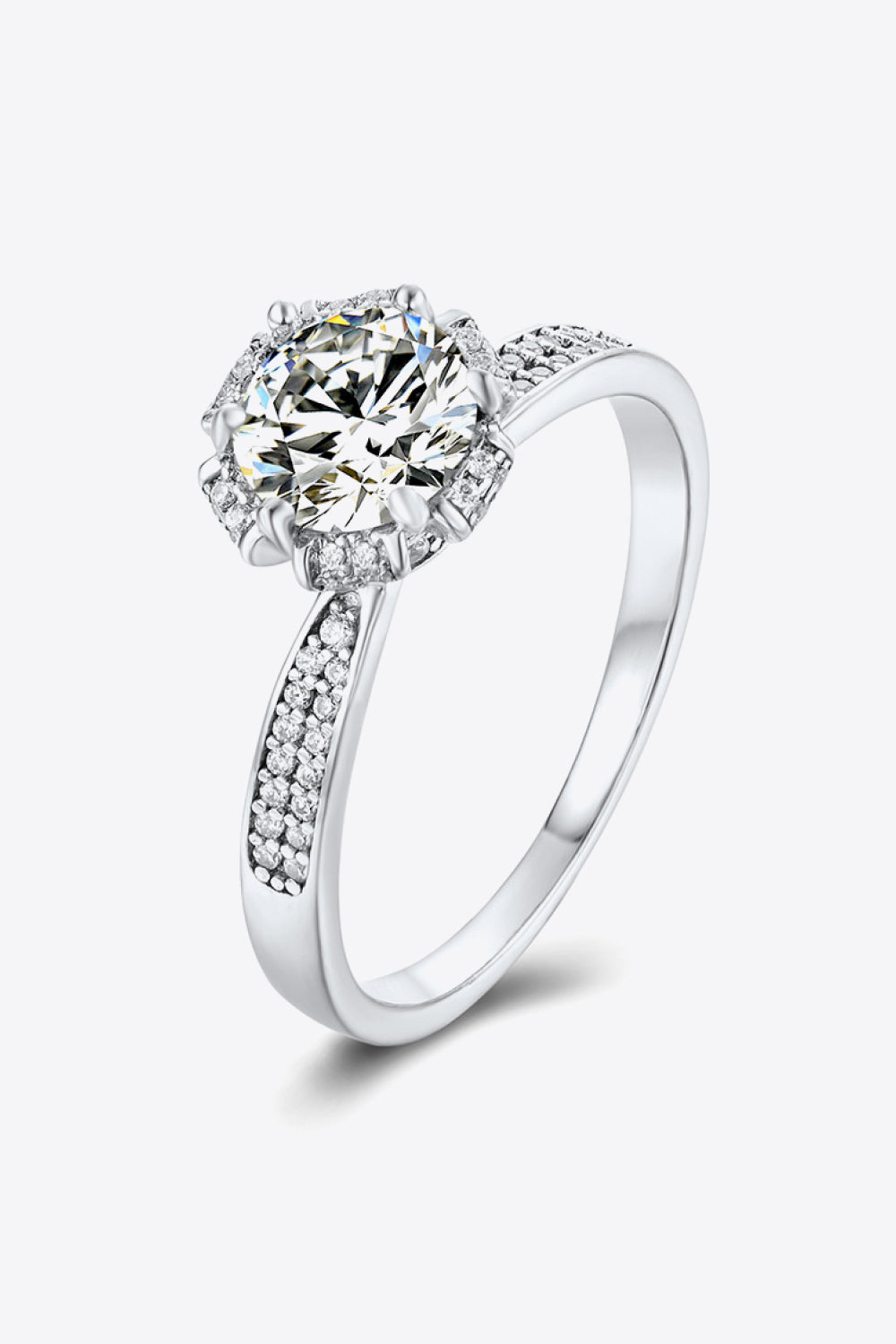 925 Sterling Silver 1 Carat Moissanite Ring 