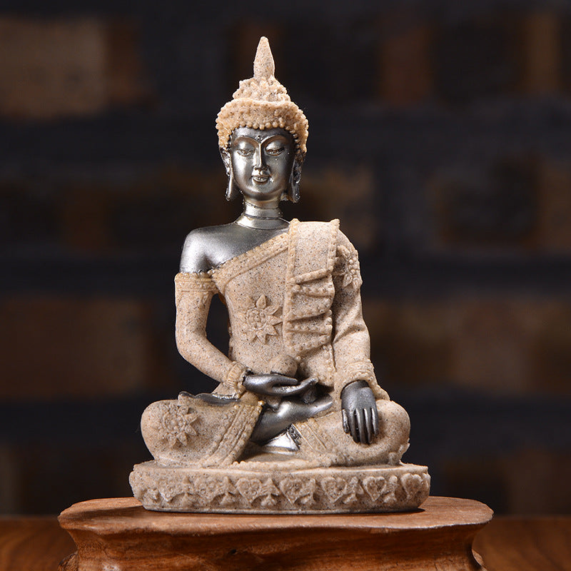 Sandstone Resin Crafts Small Sitting Buddha Ornaments