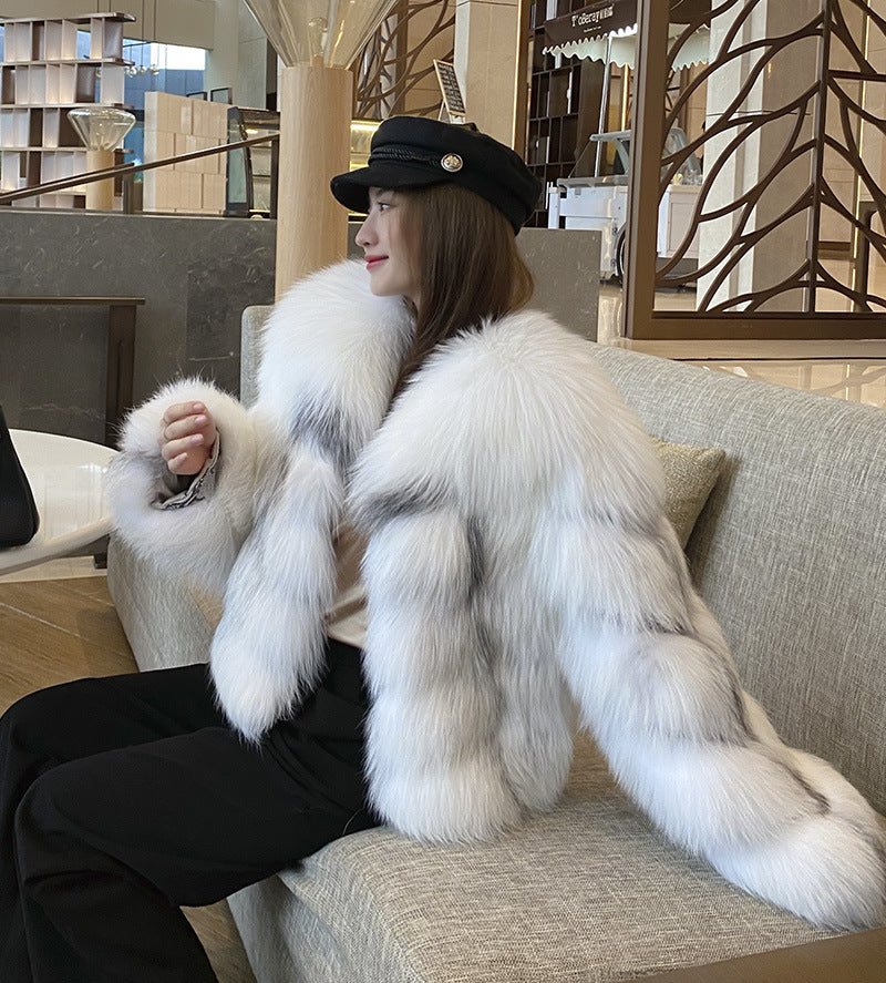 High End Marble Fox Fur Coat 