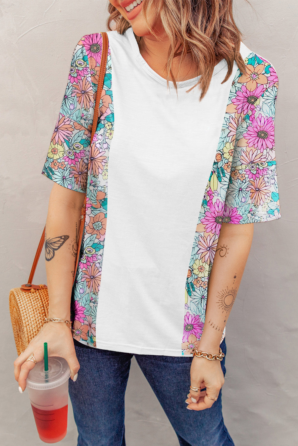 Printed Round Neck Half Sleeve T-Shirt - Babbazon New Products