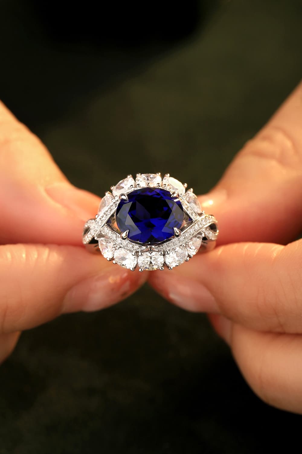 5 Carat Lab-Grown Sapphire Platinum-Plated Ring 