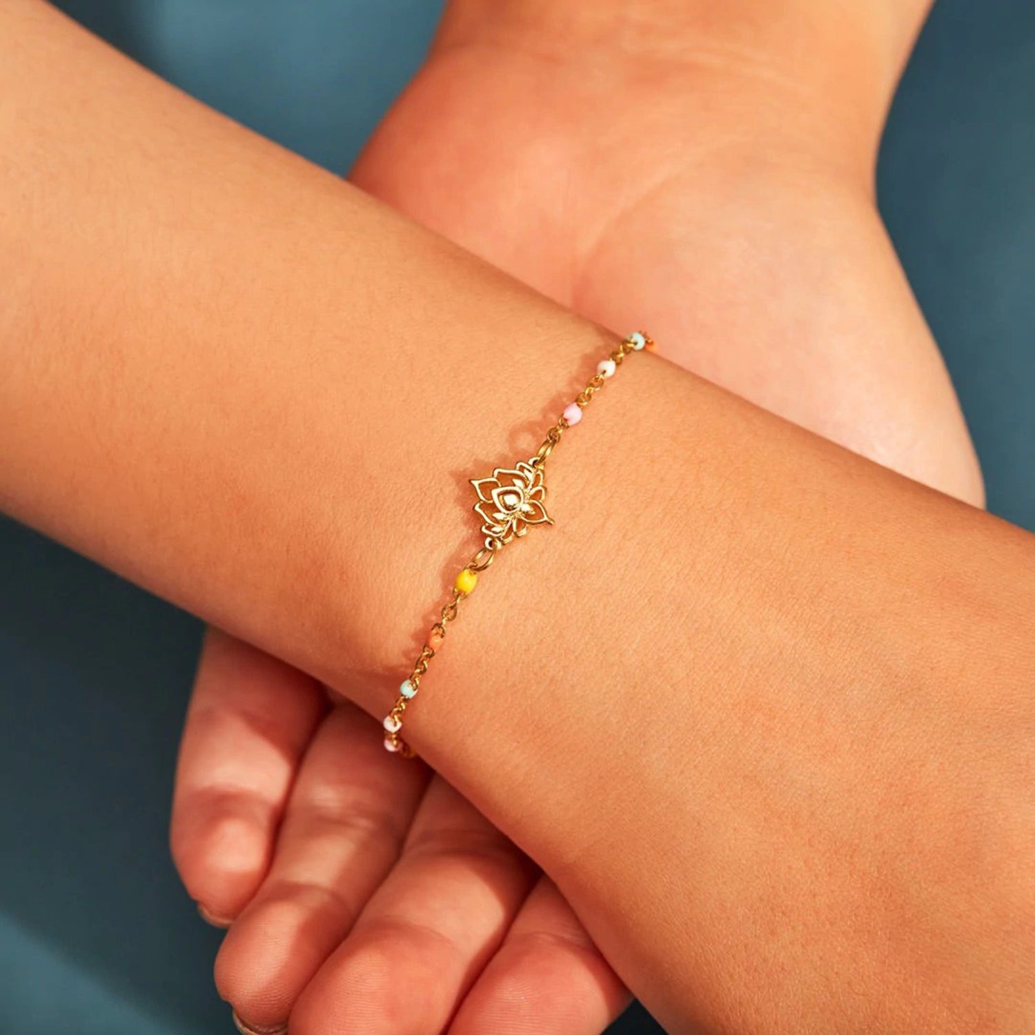 Lotus Shape 18K Gold-Plated Bead Bracelet 