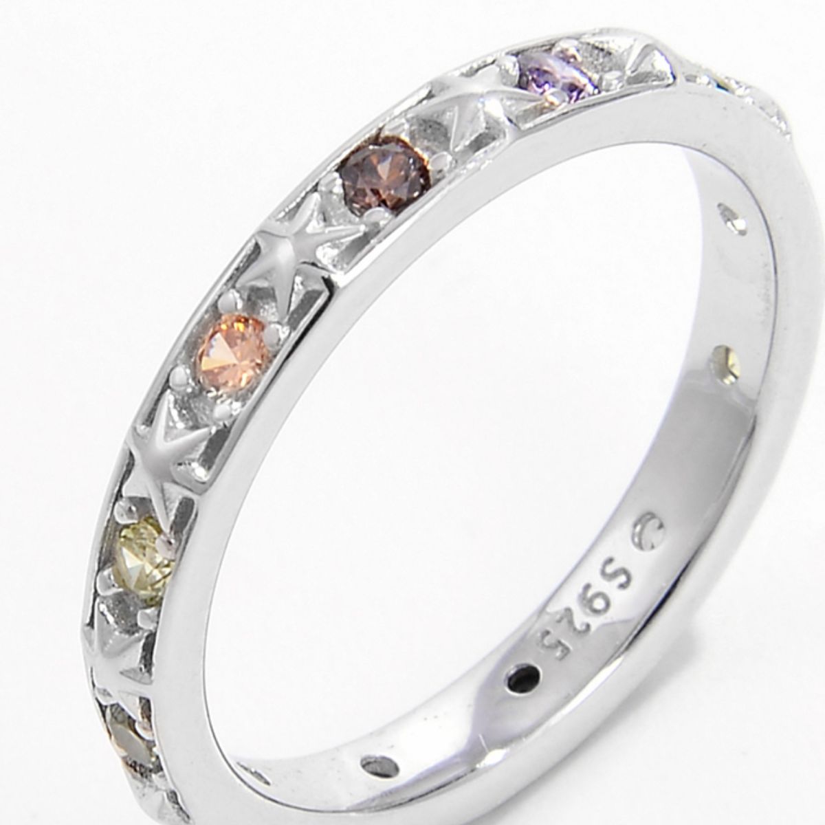 925 Sterling Silver Inlaid Zircon Ring