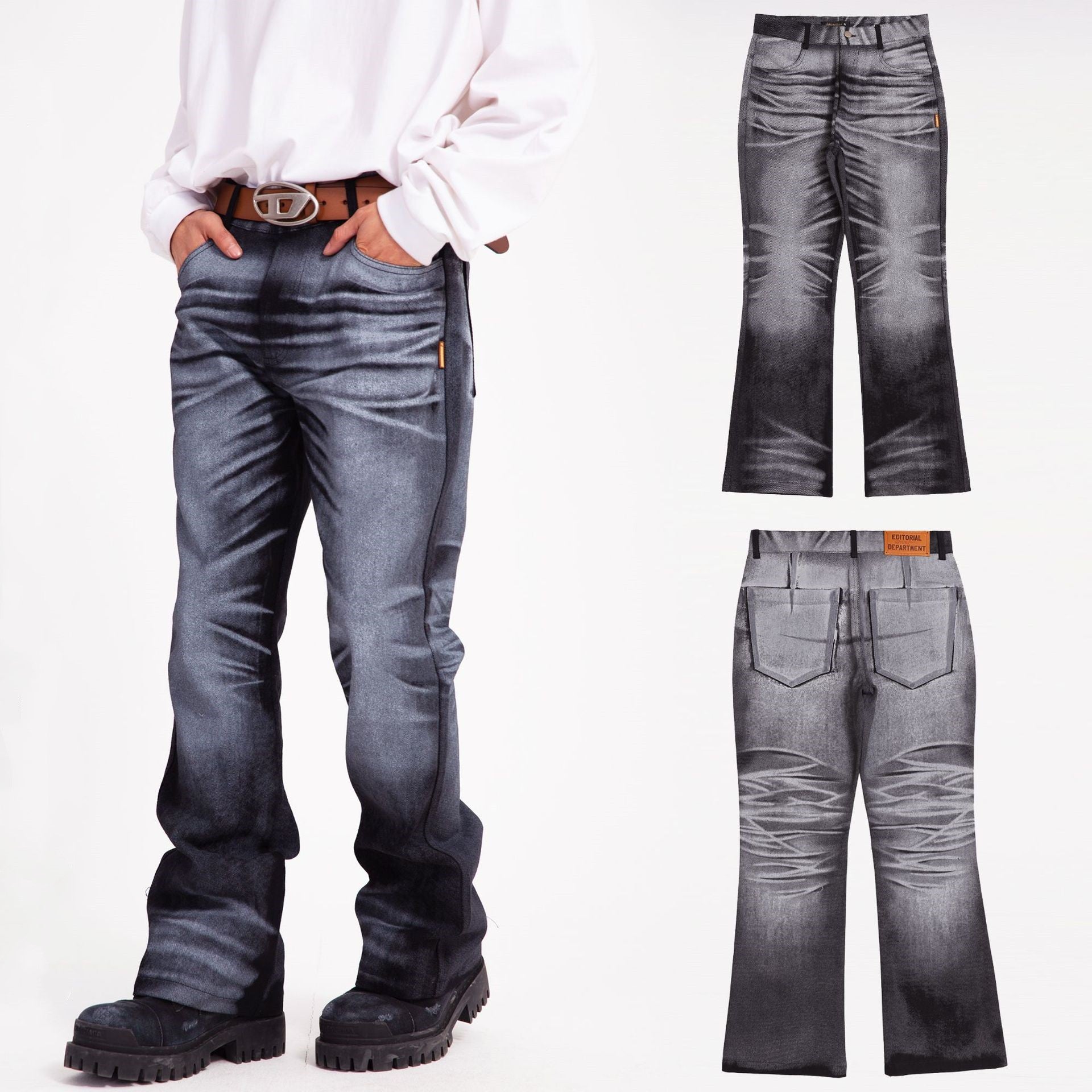 Men's High-waist Gradient Casual Jeans