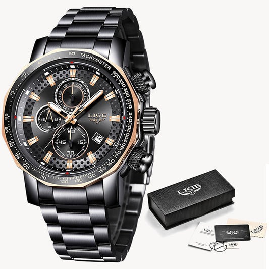 Lige New Tungsten Steel Watch Classic Business High-end Mechanical Watch