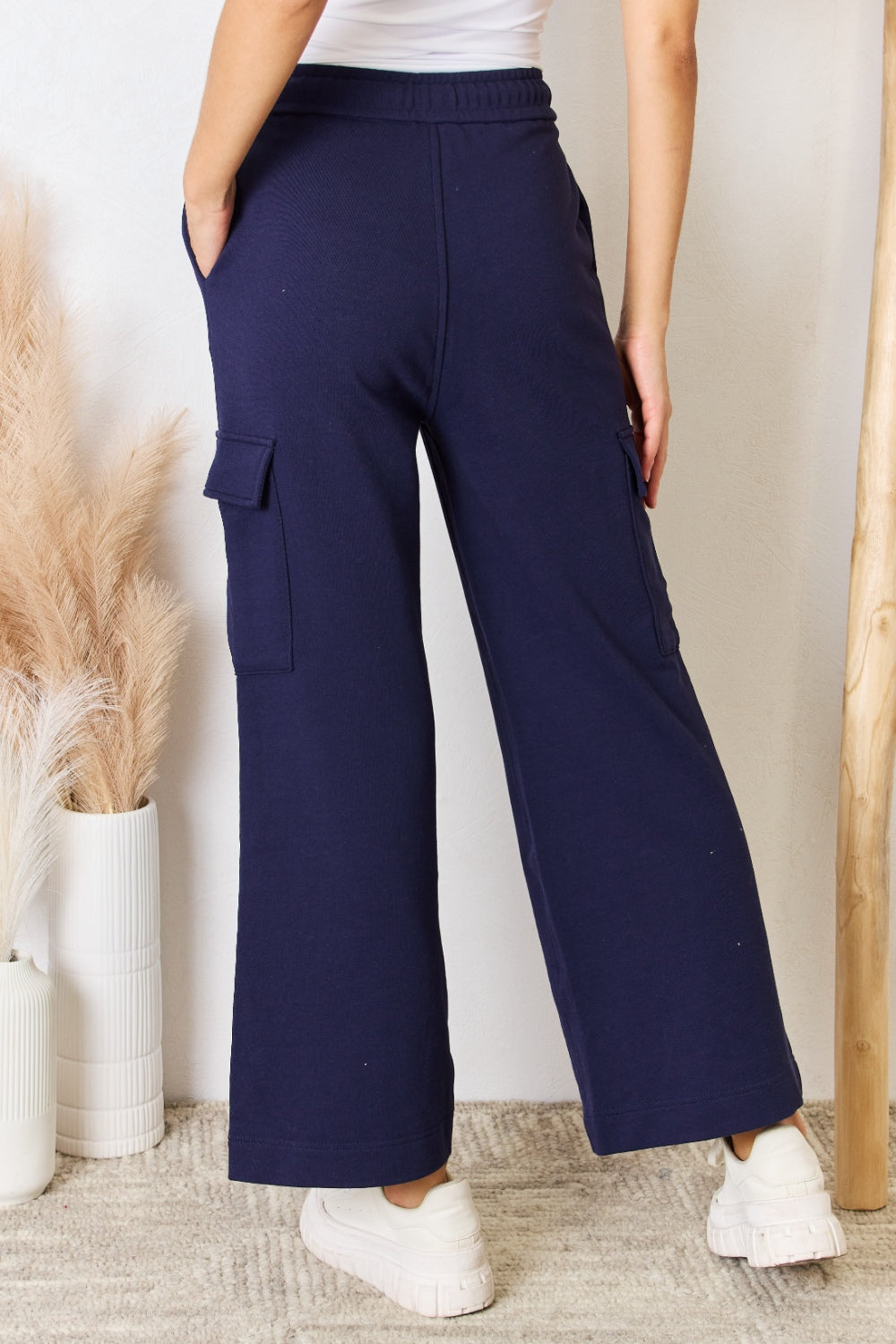 RISEN Drawstring Relaxed Cargo Wide Leg Pants 