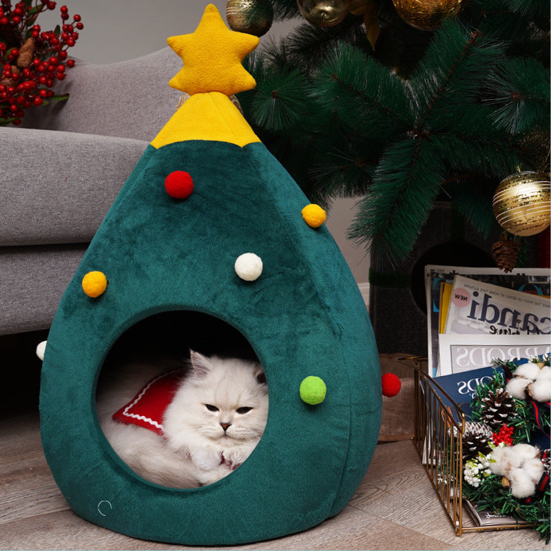 Pet Christmas Tree Cat Cat Bed Cat Mat Kennel Felt Litter Cat Supplies 