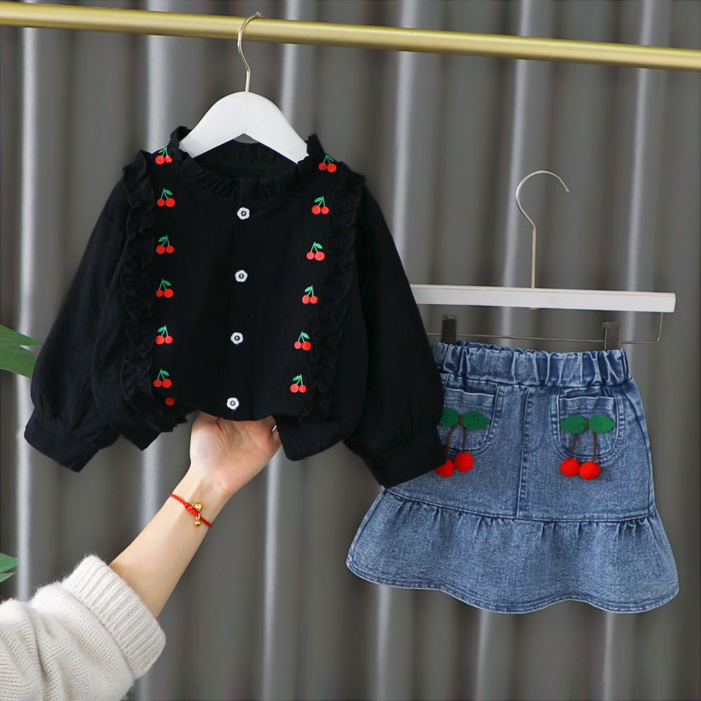 Middle And Small Children's Korean Style Spring Children's Skirt And Trousers Suit