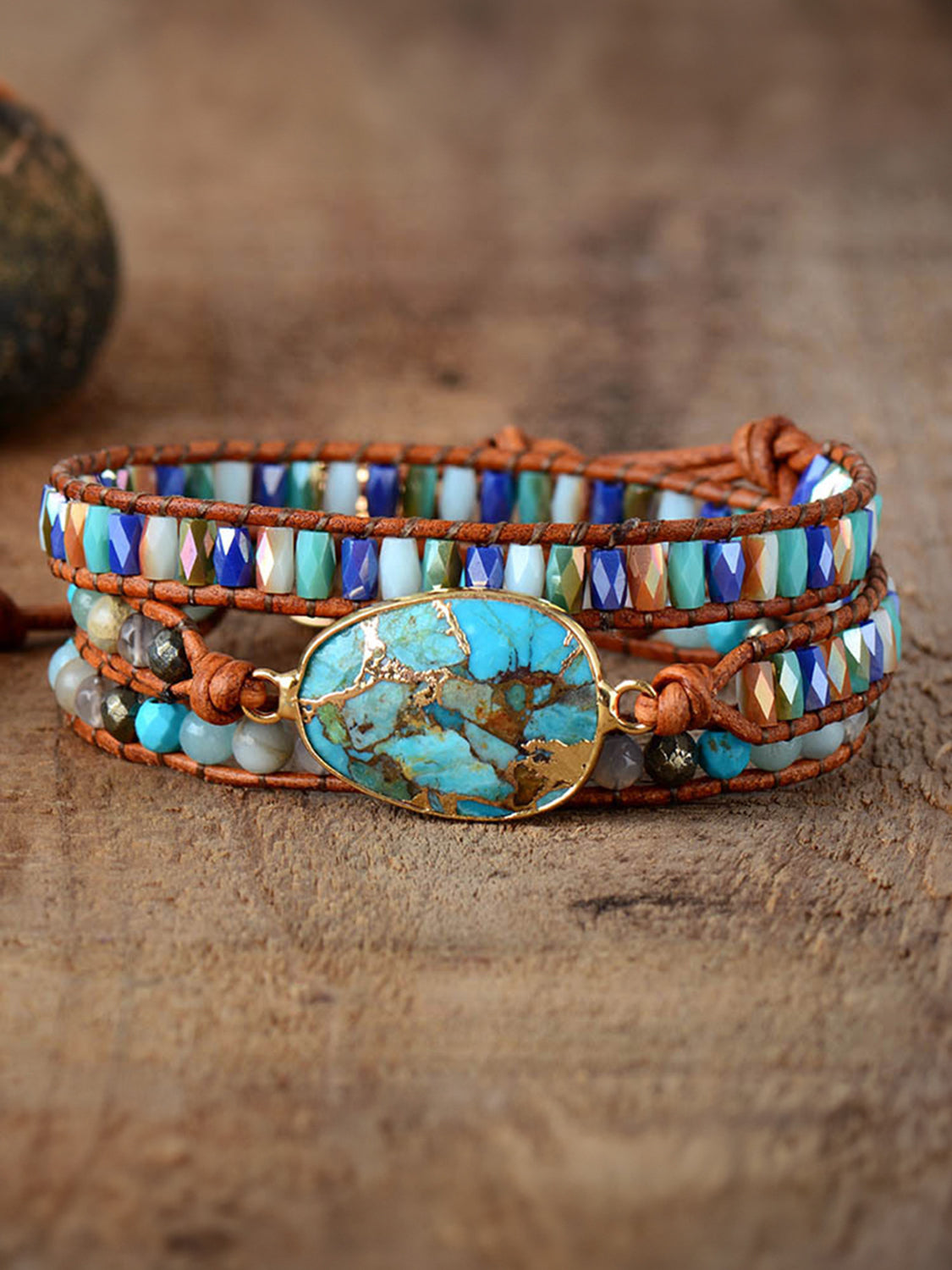 Triple-Layer Natural Stone Bracelet 