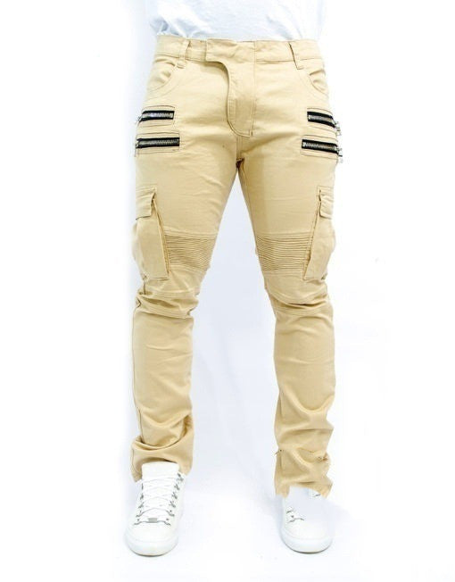 Fashion High Street Slim Fit Zipper Polished Casual Skinny Pants